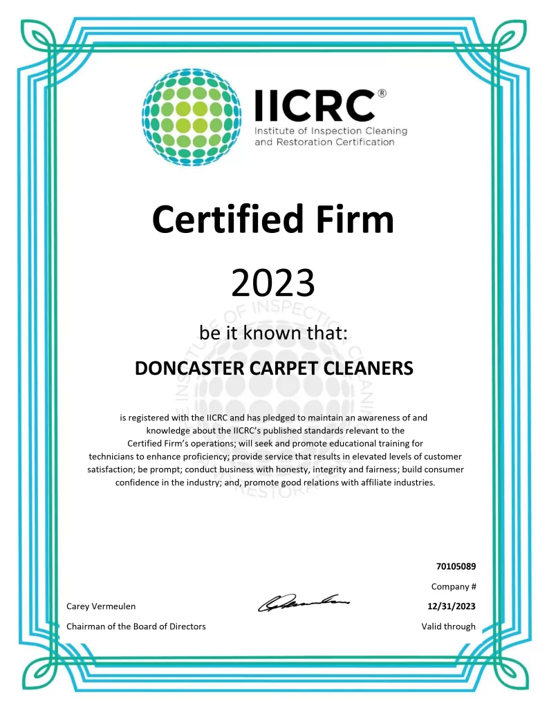IICRC Certified Firm Doncaster Carpet Cleaners Scawsby